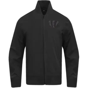 Cincinnati Bengals Neutral Black Satin Varsity Zipper Jacket