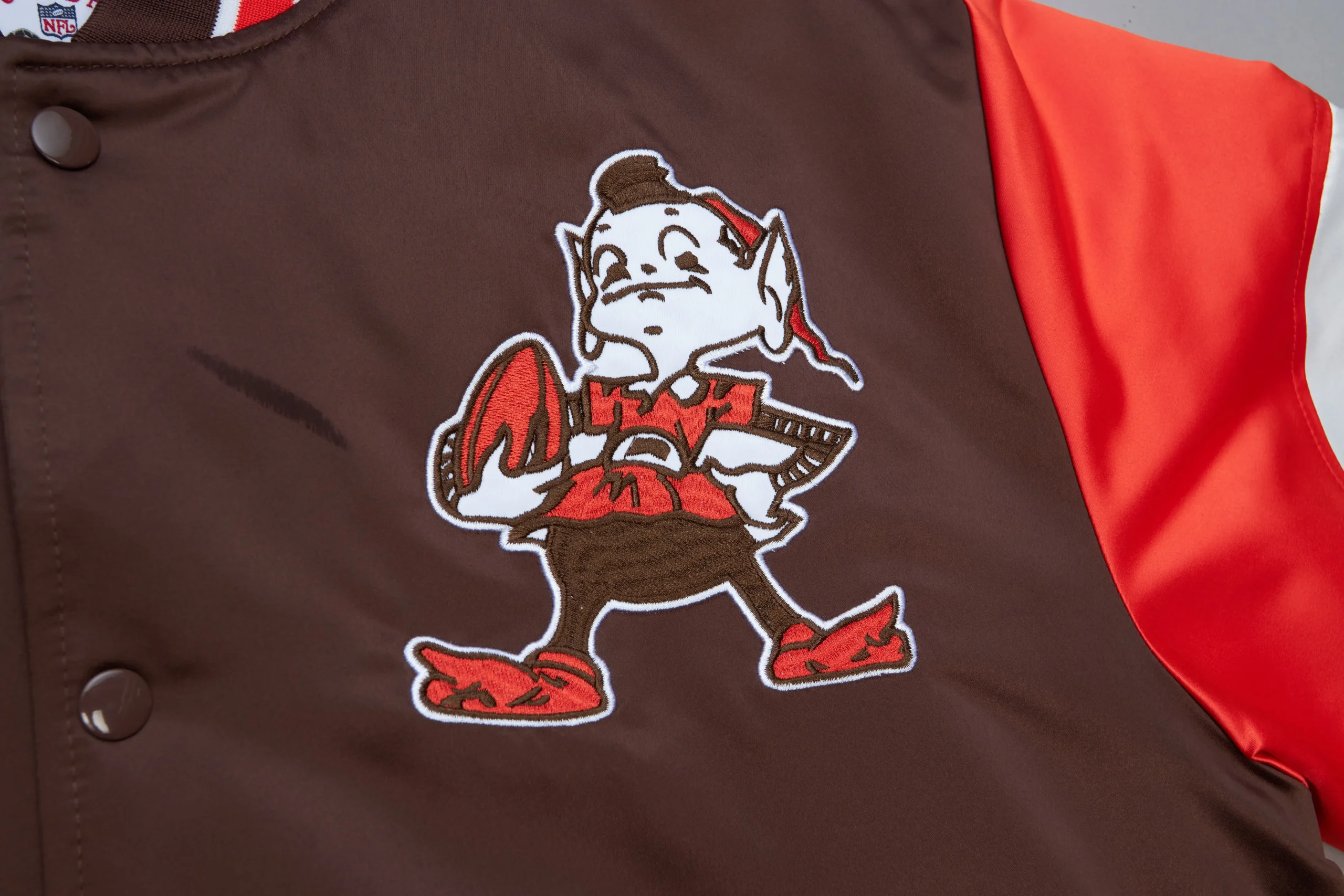 Cooperstown Heavyweight Cleveland Browns Brown Varsity Jacket - Image 4