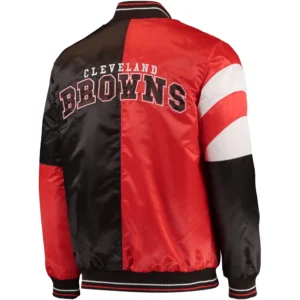 Alternative view of Cleveland Browns Leader Classic Rib Knitted Full-Snap Satin Varsity Jacket