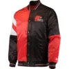Cleveland Browns Leader Classic Rib Knitted Full-Snap Satin Varsity Jacket