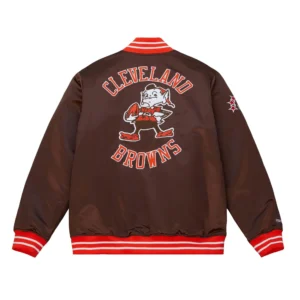 Alternative view of Cleveland Browns Cooperstown Heavyweight Brown Varsity Jacket