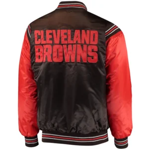 Alternative view of Cleveland Browns Starter The Enforcer Full-Snap Satin Varsity Jacket