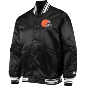 Cleveland Browns Starter Locker Room Full-Snap Satin Varsity Black Jacket