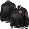 Cleveland Browns Starter Locker Room Full-Snap Satin Varsity Black Jacket - Image 3