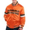 Cleveland Browns Home Game Orange Gridiron Classics Satin Full-Snap Varsity Jacket