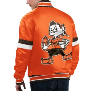 Alternative view of Cleveland Browns Home Game Orange Gridiron Classics Satin Full-Snap Varsity Jacket