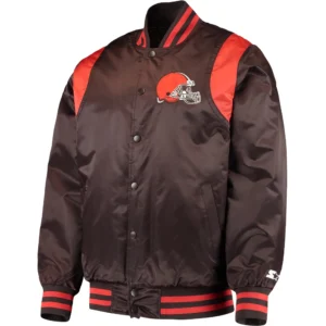 Cleveland Browns Starter Prime Time Twill Full-Snap Satin Varsity Jacket
