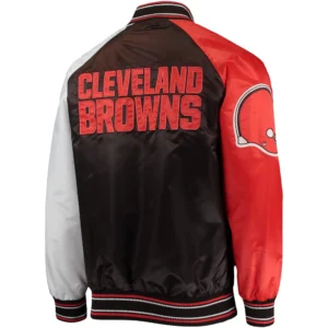 Alternative view of Cleveland Browns Starter The Reliever Full-Snap Satin Varsity Jacket
