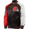 Cleveland Browns Starter The Reliever Full-Snap Satin Varsity Jacket