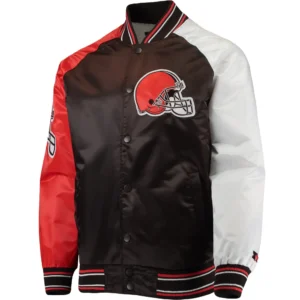 Cleveland Browns Starter The Reliever Full-Snap Satin Varsity Jacket