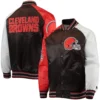 Cleveland Browns Starter The Reliever Full-Snap Satin Varsity Jacket - Image 3