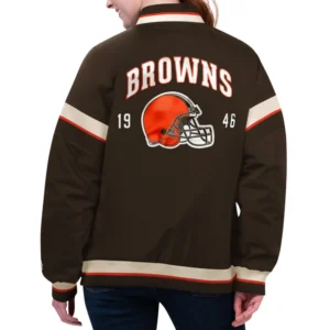 Alternative view of Cleveland Browns Starter Tournament Full-Snap Satin Varsity Jacket