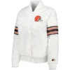 Cleveland Browns Starter White Line Up Satin Full-Snap Varsity Jacket