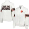 Cleveland Browns Starter White Line Up Satin Full-Snap Varsity Jacket - Image 3