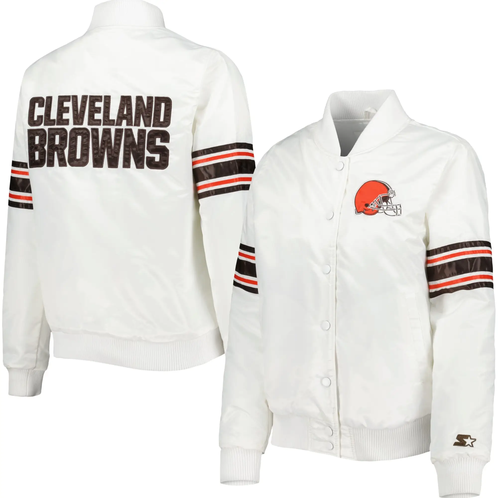 Cleveland Browns Starter White Line Up Satin Full-Snap Varsity Jacket - Image 3