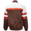 Cleveland Browns Team Players Satin Varsity Jacket Brown & White - Image 2