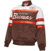 Cleveland Browns Team Players Satin Varsity Jacket Brown & White