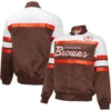 Cleveland Browns Team Players Satin Varsity Jacket Brown & White - Image 3