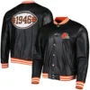 Cleveland Browns The Wild Collective Black Full-Snap Leather Varsity Jacket - Image 3