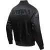 Cleveland Browns Triple Black Satin Full-Snap Varsity Jacket - Image 2