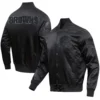 Cleveland Browns Triple Black Satin Full-Snap Varsity Jacket - Image 3