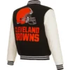 Cleveland Browns Two Tone Wool & Leather Varsity Jacket Black & White - Image 2