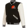 Cleveland Browns Two Tone Wool & Leather Varsity Jacket Black & White