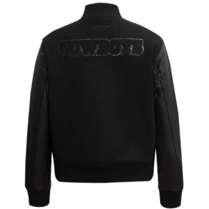 Alternative view of Dallas Cowboys Triple Black Wool & Leather Varsity Jacket
