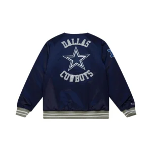 Alternative view of Dallas Cowboys Team Legacy Snap-Tab Blue Satin Varsity Jacket