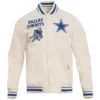 Dallas Cowboys Classic Cream Satin Varsity Jacket