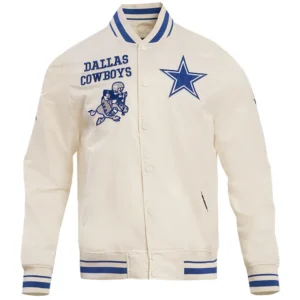 Dallas Cowboys Classic Cream Satin Varsity Jacket