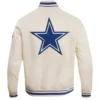 Dallas Cowboys Classic Cream Satin Varsity Jacket - Image 2