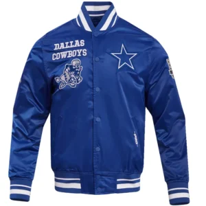 Dallas Cowboys Retro Classic Blue Satin Varsity Jacket