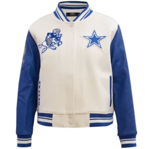 Dallas Cowboys Retro Classic Rib Wool & Leather Varsity Jacket