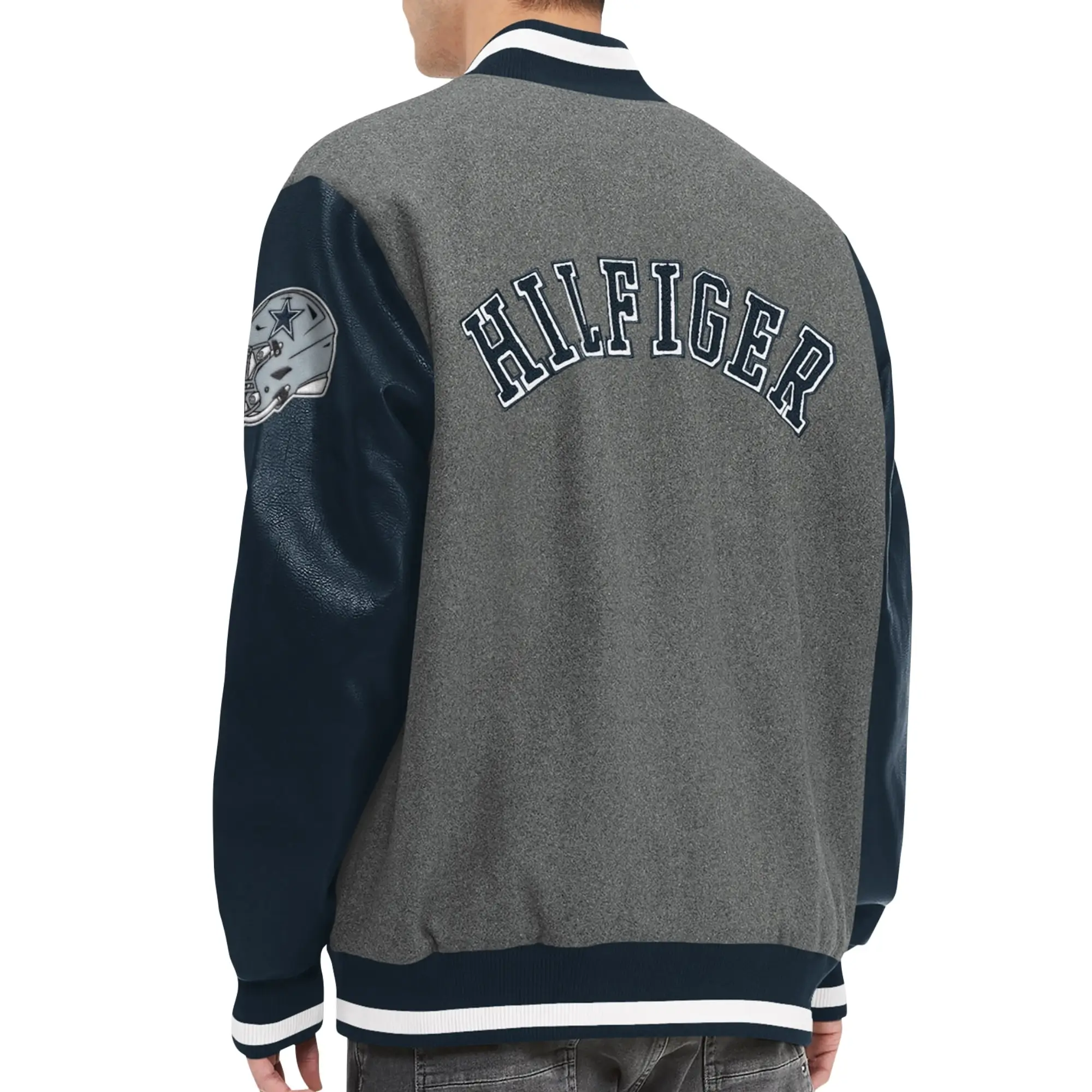 Dallas Cowboys Heather Gunner Full-Snap Tommy Hilfiger Wool & Leather Varsity Jacket - Image 2