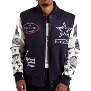 Dallas Cowboys Super Bowl Champions Wool & Faux Leather Varsity Jacket
