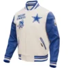 Dallas Cowboys Retro Classic White And Blue Varsity Jacket