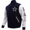 Dallas Cowboys Classic Wool & Leather Varsity Jacket Navy & White - Image 3