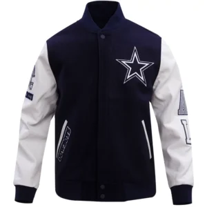 Dallas Cowboys Classic Wool & Leather Varsity Jacket Navy & White