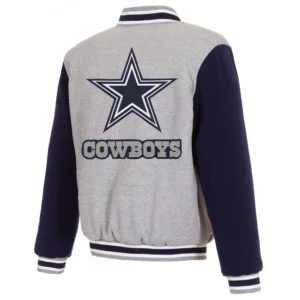 Alternative view of Dallas Cowboys Full Wool Two Tone Varsity Jacket Gray & Navy
