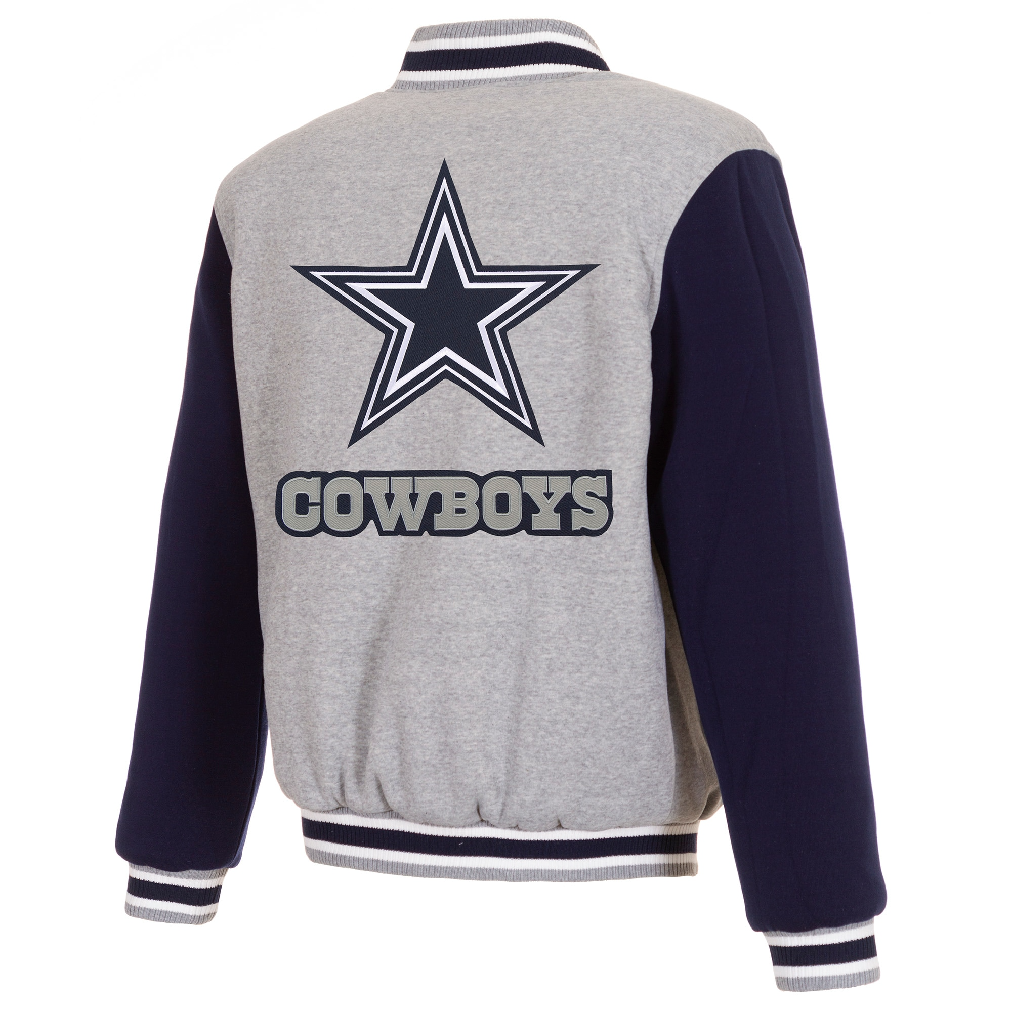 Dallas Cowboys Full Wool Two Tone Varsity Jacket Gray & Navy - Image 2