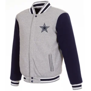 Dallas Cowboys Full Wool Two Tone Varsity Jacket Gray & Navy