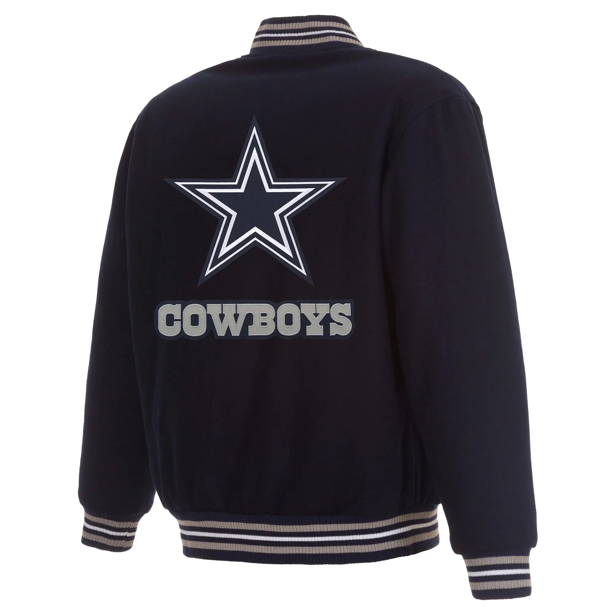 Dallas Cowboys Full Wool One Color Varsity Navy Jacket - Image 2