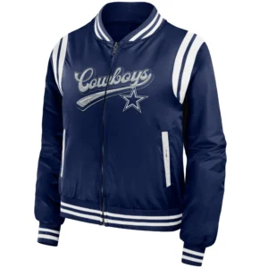 Dallas Cowboys Full Zip Varsity Satin Jacket