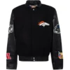 Denver Broncos Black Wool & Leather Varsity Jacket