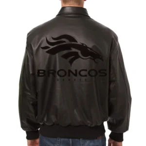 Alternative view of Denver Broncos Bomber Leather Varsity Jacket