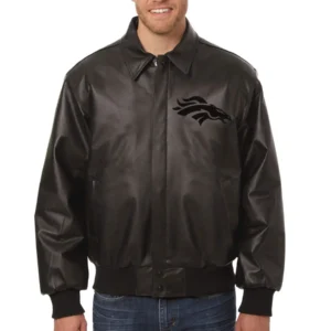 Denver Broncos Bomber Leather Varsity Jacket