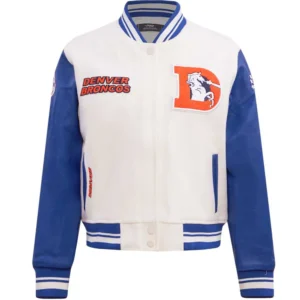 Denver Broncos Classic Rib Wool & Leather Varsity Jacket