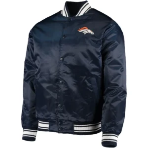 Denver Broncos Locker Room Classic Ribbed Satin Varsity Jacket