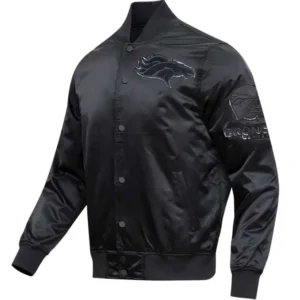 Denver Broncos Domestic Triple Black Satin Varsity Jacket